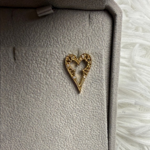 Jewelry - 14k Gold Tone Heart Filigree Drop Single Earring - Women's Jewelry